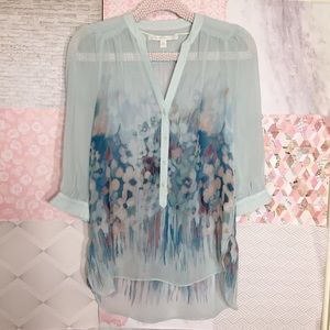 Lauren Conrad | Sheer Floral Watercolor Blouse
